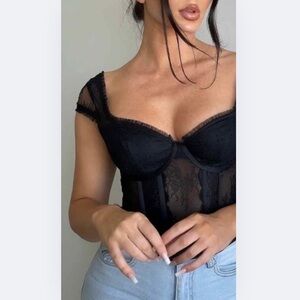 Black Lace Bustier Top